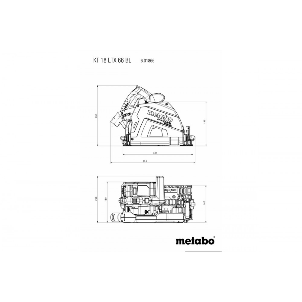 Аккумуляторная погружная циркулярная пилка Metabo KT 18 LTX 66 BL (601866810)