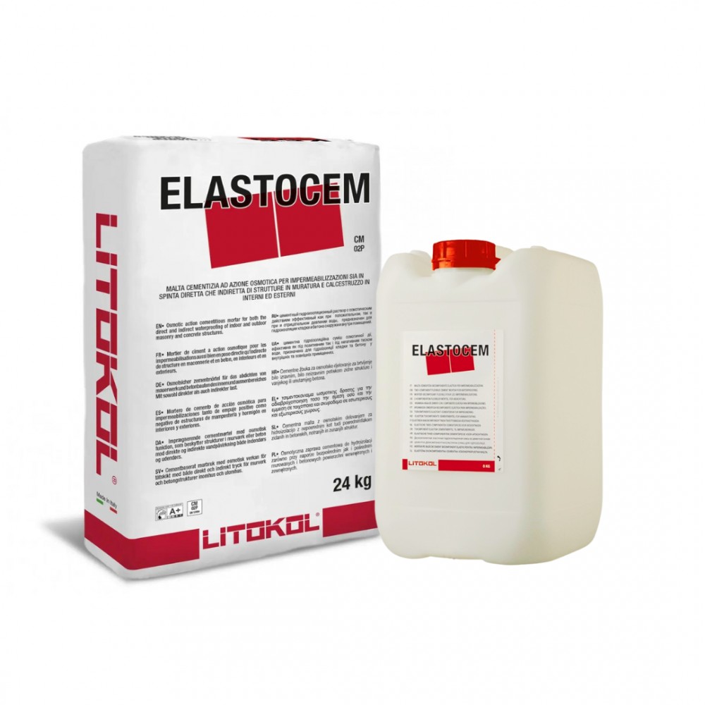 Двухкомпонентная эластичная гидроизоляция Litokol ELASTOCEM A+B 24+8 кг (ELST0024+ELST0008)