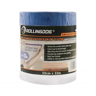 Защитная пленка на малярной ленте Rollingdog PAINTERS-SHIELD 8мкм, 55см х 33м (80347)