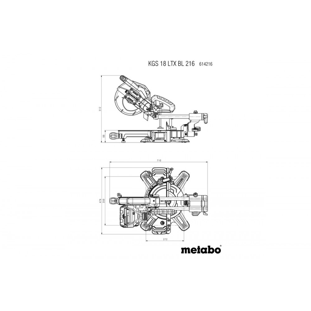 Аккумуляторная торцовочная пила Metabo KGS 18 LTX BL 216 (614216920)