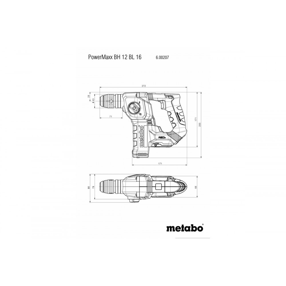 Аккумуляторный перфоратор Metabo PowerMaxx BH 12 BL 16 (600207850)