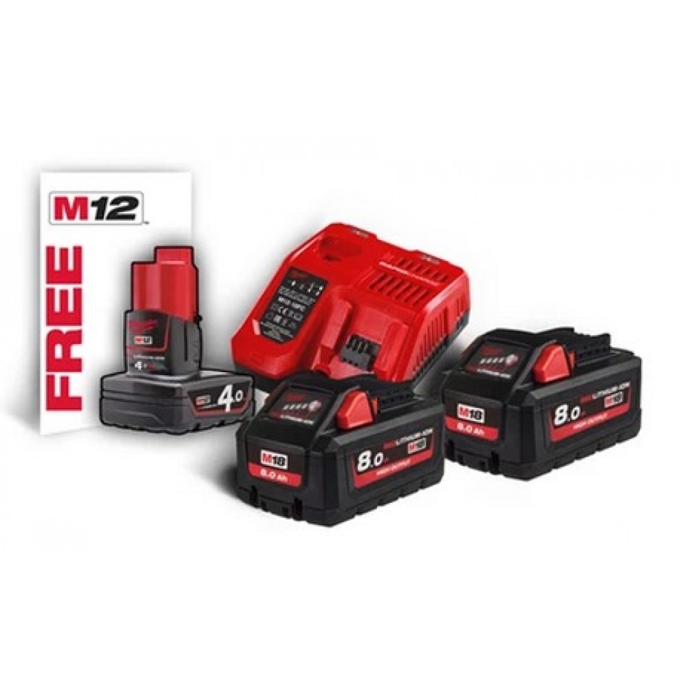 Энергокомплект MILWAUKEE M18 HNRG-802 (В8 2шт; З/У M12-18FC) (4933471073)