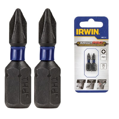 Бита IRWIN IMPACT PRO 1/4" 25мм PZ2, 2 шт (IW6061407)