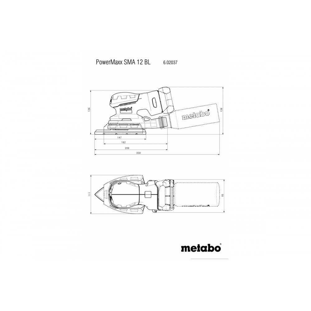 Аккумуляторная многофункциональная шлифмашина Metabo PowerMaxx SMA 12 BL (602037840)