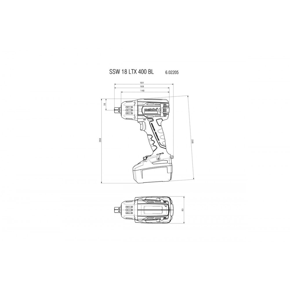 Аккумуляторный ударный гайковерт Metabo SSW 18 LTX 400 BL (602205890)