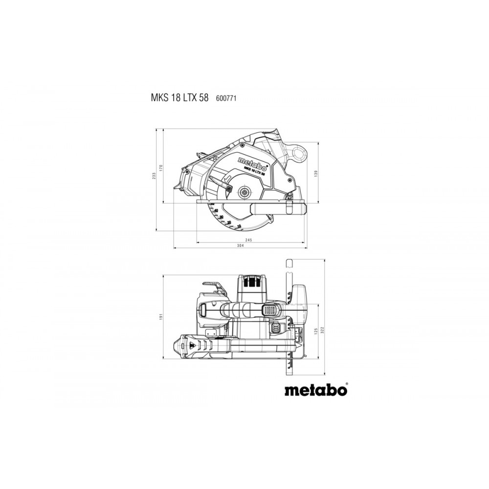 Аккумуляторная ручная дисковая пила Metabo MKS 18 LTX 58 (600771840)