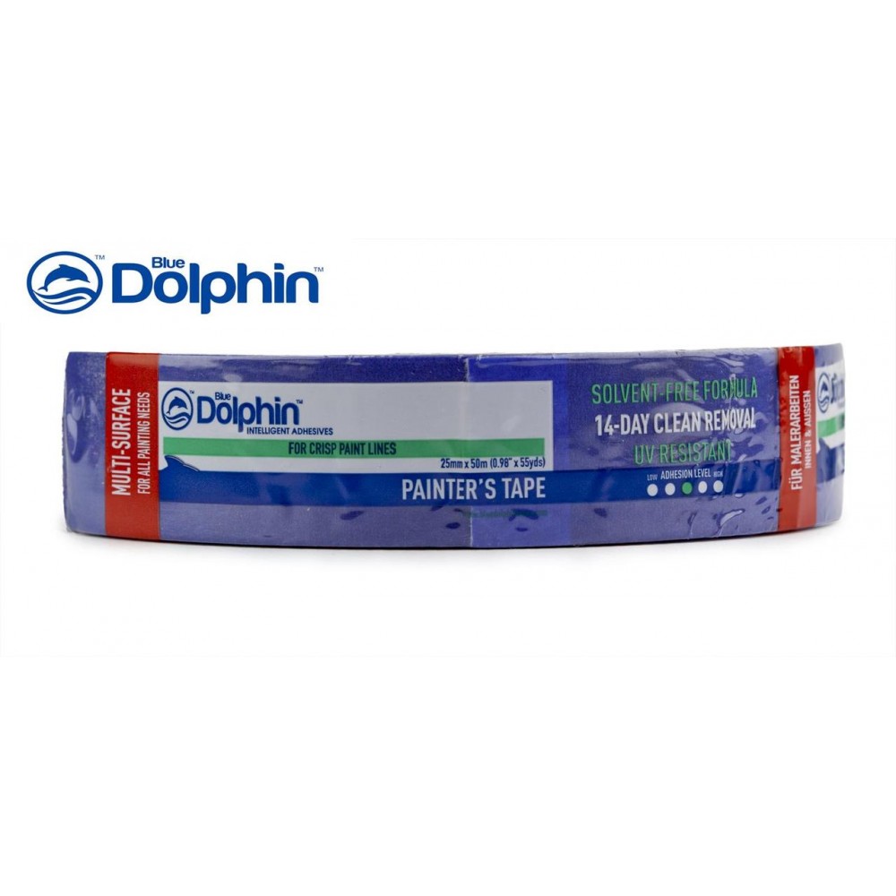 Малярная лента (скотч) BLUE DOLPHIN 25ммх50м (14 дней) (01-1-01-EN SBL BDN)