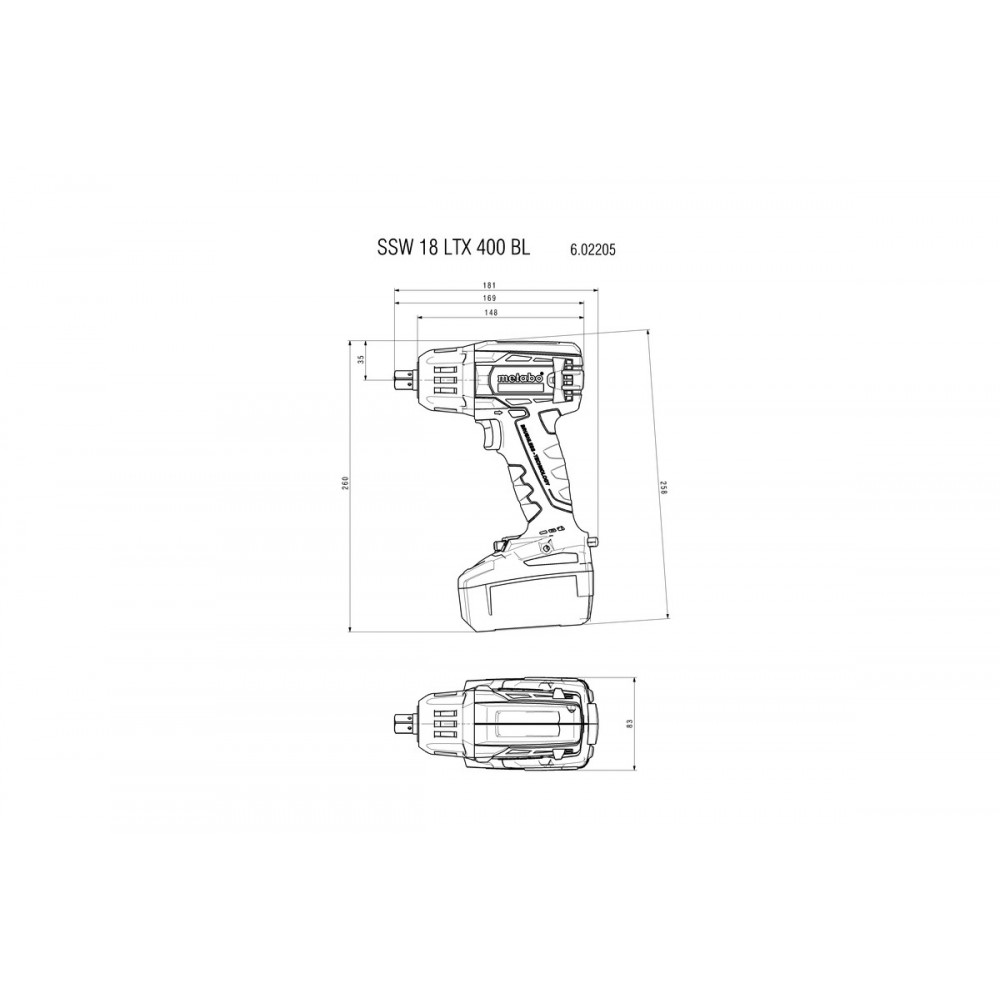 Аккумуляторный ударный гайковерт Metabo SSW 18 LTX 400 BL (602205840)