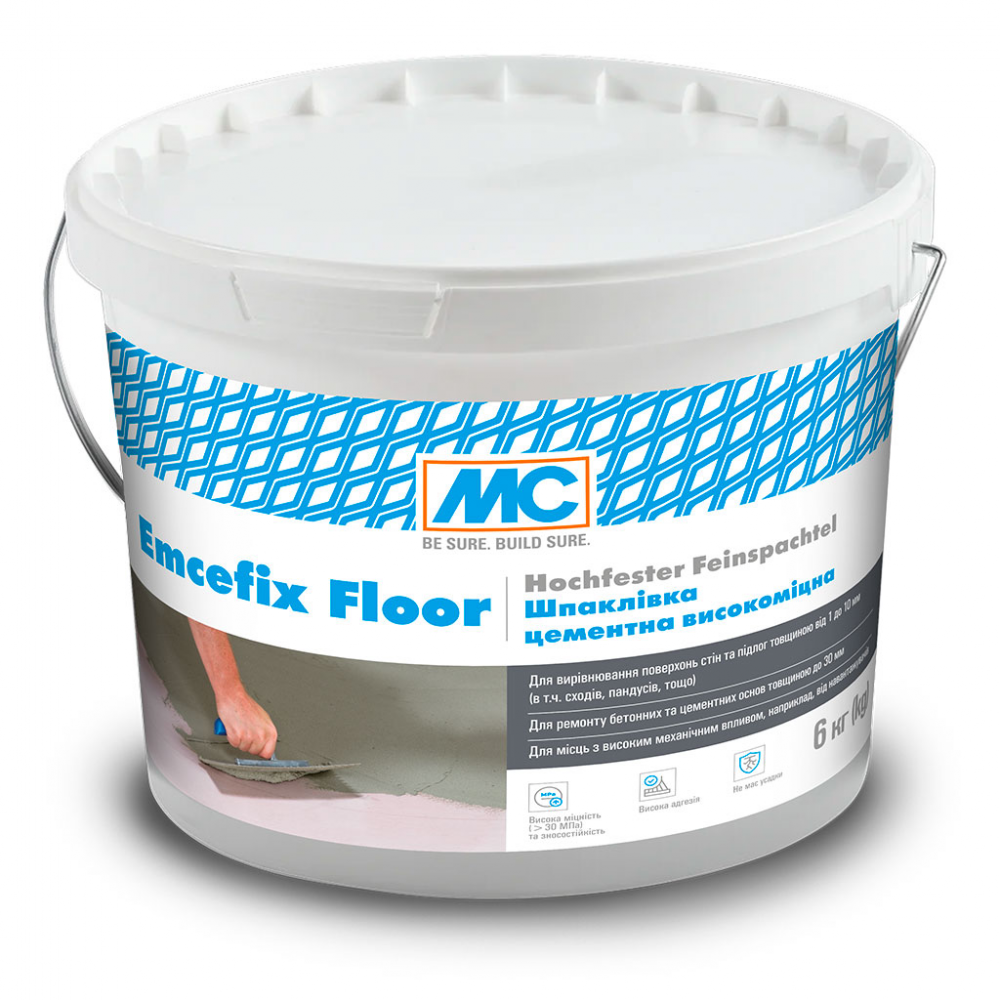 Шпатлевка цементная для пола высокопрочная MC-Bauchemie EMCEFIX FLOOR, 6 кг, (MC-EMCF-06)