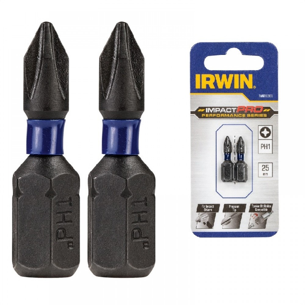 Бита IRWIN IMPACT PRO 1/4" 25мм PZ1, 2 шт (IW6061409)