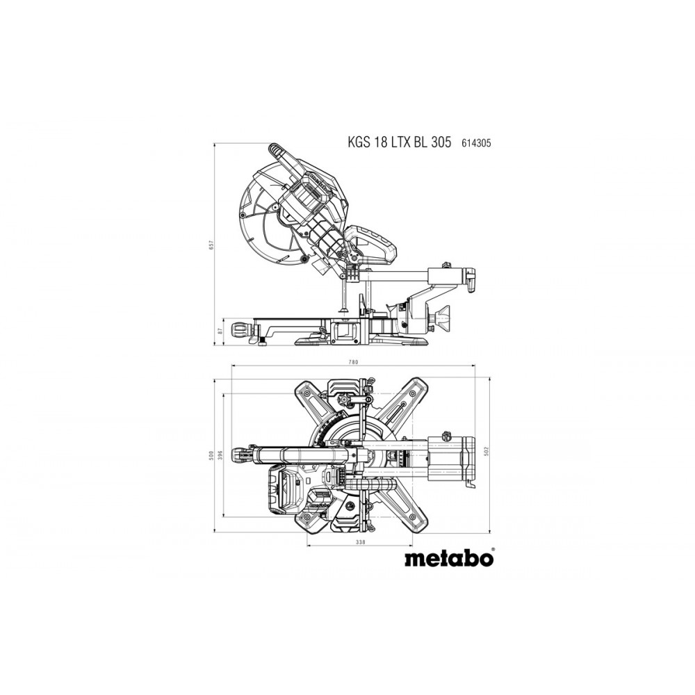 Аккумуляторная торцовочная пила Metabo KGS 18 LTX BL 305 (614305850)