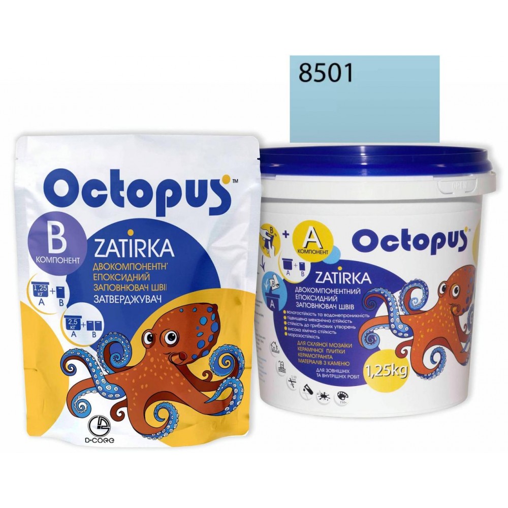 Двокомпонентна епоксидна фуга Octopus Zatirka колір бірюзовий океан 8501 1,25 кг (8501-1)