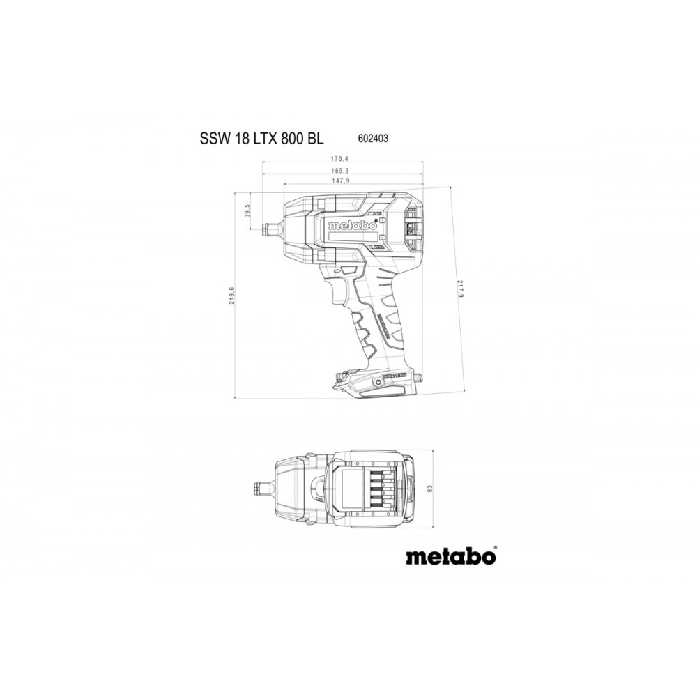 Аккумуляторный ударный гайковерт Metabo SSW 18 LTX 800 BL (602403840)