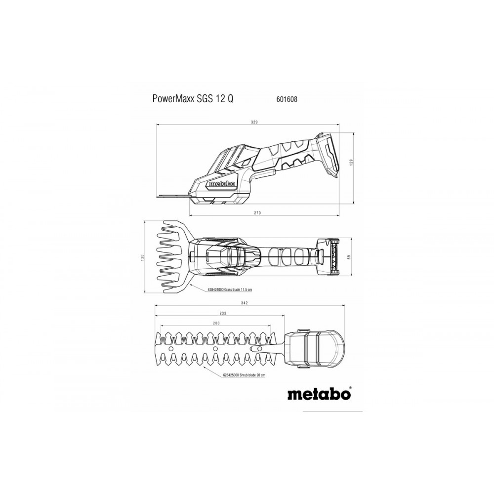 Аккумуляторные кустовые и газонные ножницы Metabo PowerMaxx SGS 12 Q Set (691193000)