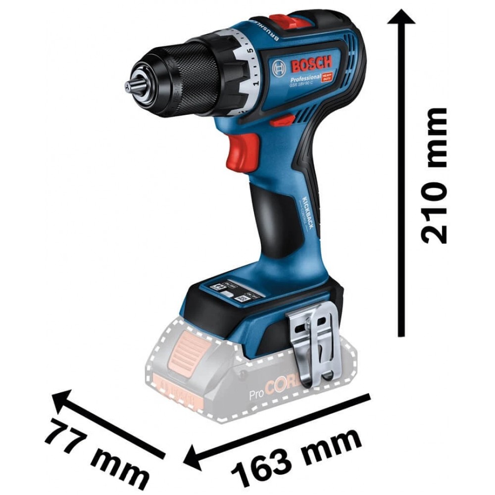 Акумуляторний дриль-шуруповерт Bosch Professional GSR 18V-90 C без акб і з/п, в L-BOXX 136 (06019K6002)