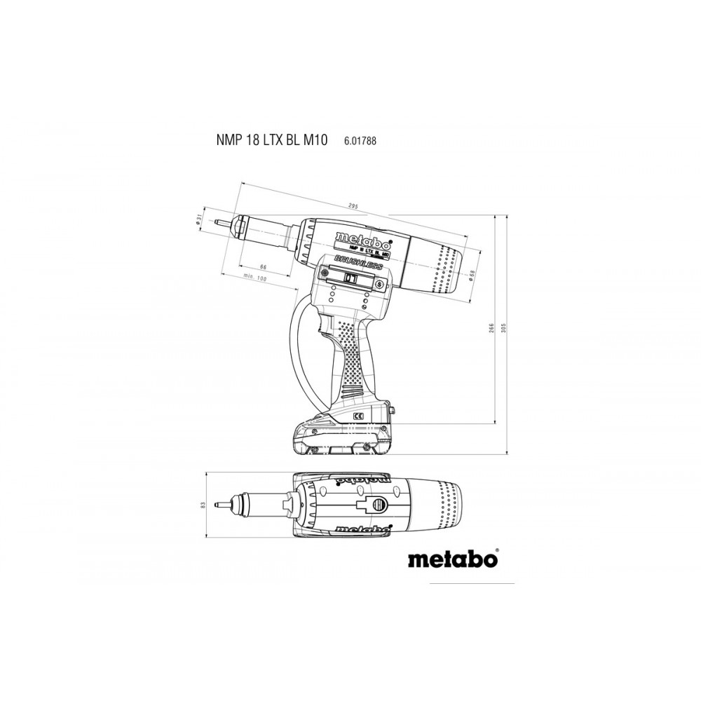 Аккумуляторный заклепочный пистолет Metabo NMP 18 LTX BL M10 (601788840)