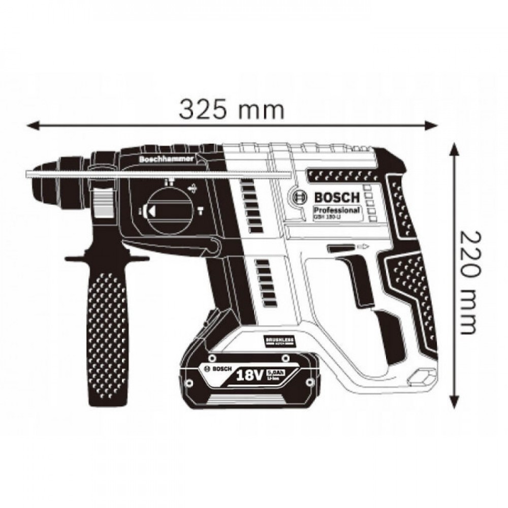 Аккумуляторный перфоратор Bosch Professional GBH 180-Li с акб GBA 18V 4.0Ah, з/у GAL 18V-40 и набором сверл SD (0615990M9C)