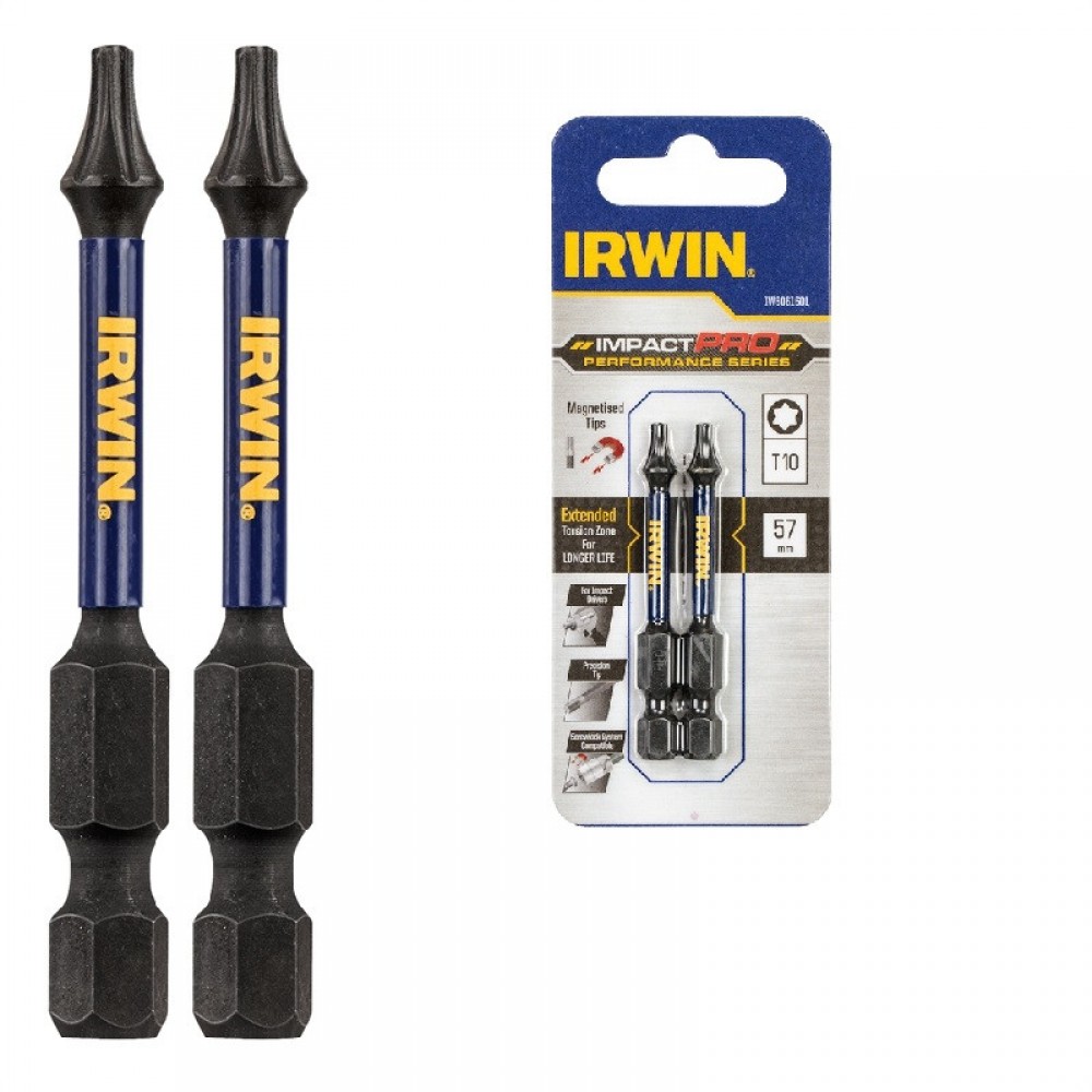 Бита IRWIN IMPACT PRO 1/4" 57мм TX10, 2шт (IW6061601)