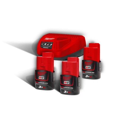 Энергокомплект MILWAUKEE M12 NRG-303 (B3 3шт; З/П С12С) (4933459207)