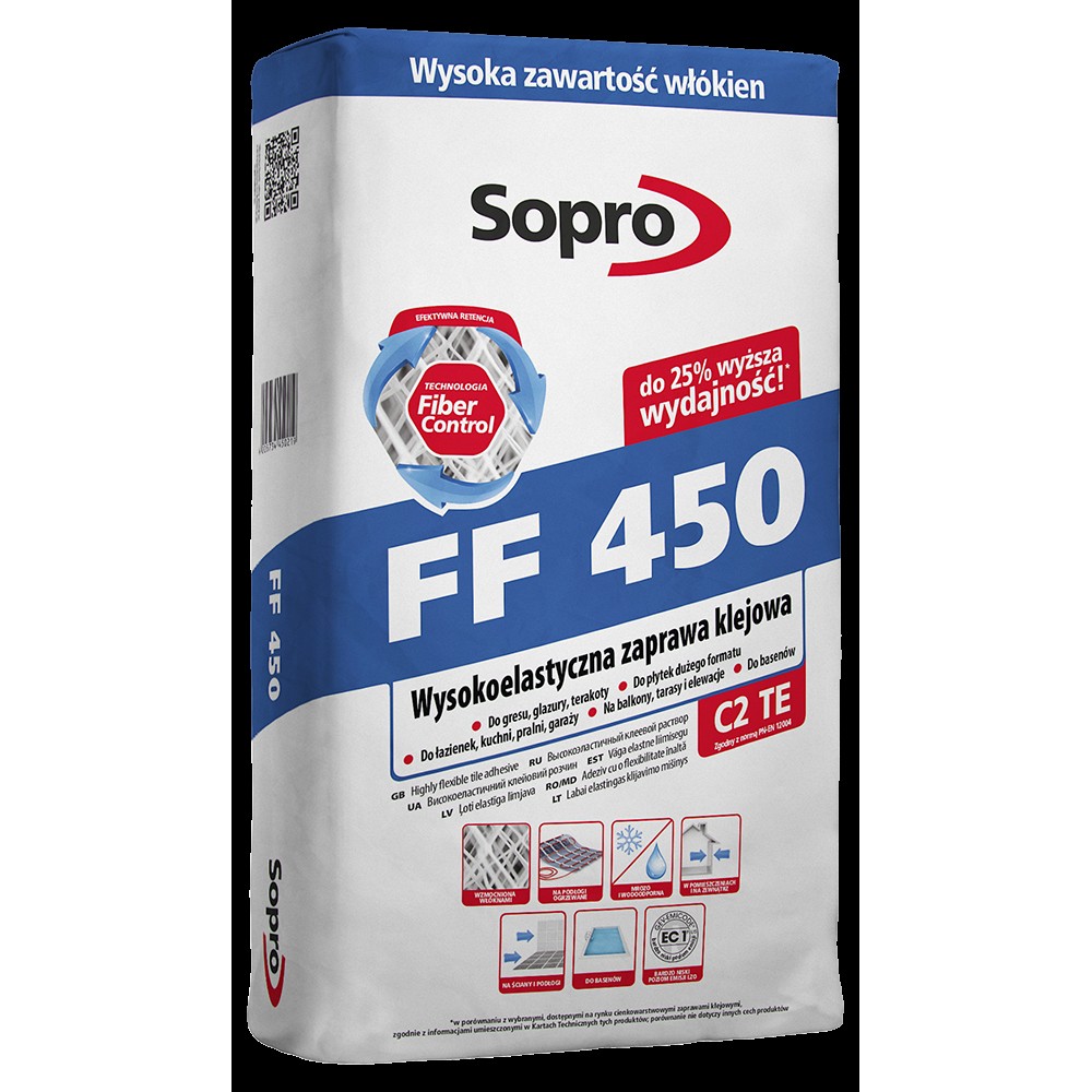 Клей для плитки Sopro FF 450 25 кг C2TE серый (450/25)