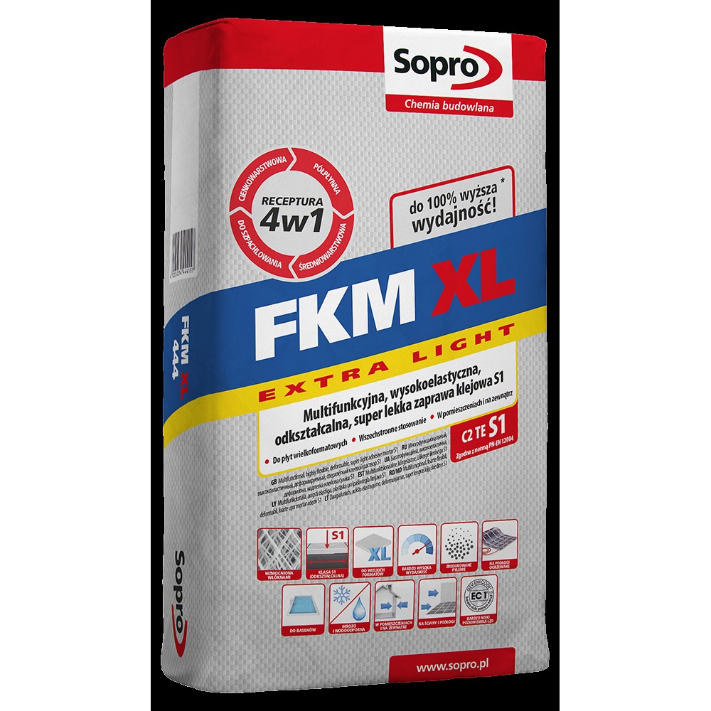 Клей для плитки Sopro FKM XL 444 C2TES1 15 кг серый (444/15)