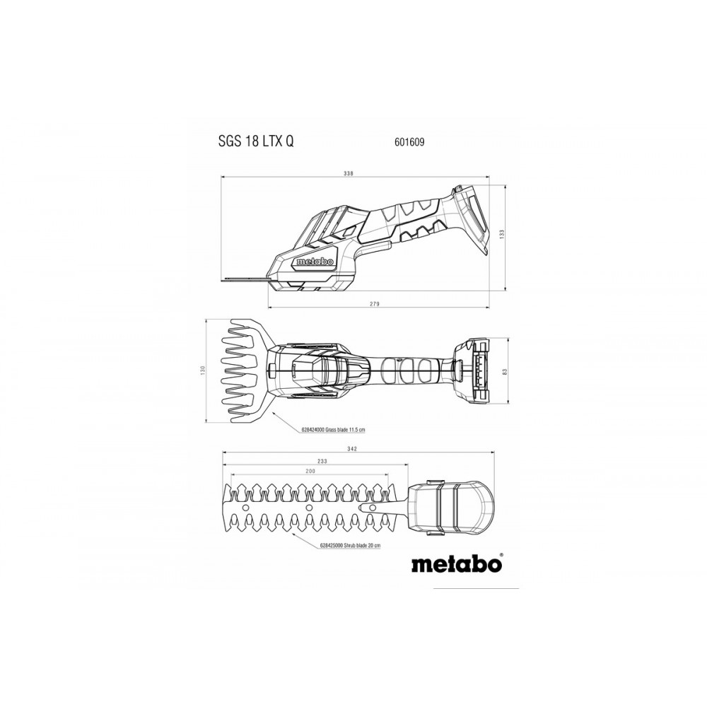 Аккумуляторные кустовые и газонные ножницы Metabo SGS 18 LTX Q (601609850)