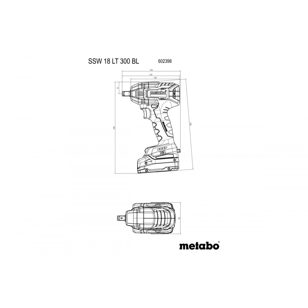 Аккумуляторный ударный гайковерт Metabo SSW 18 LT 300 BL (602398840)