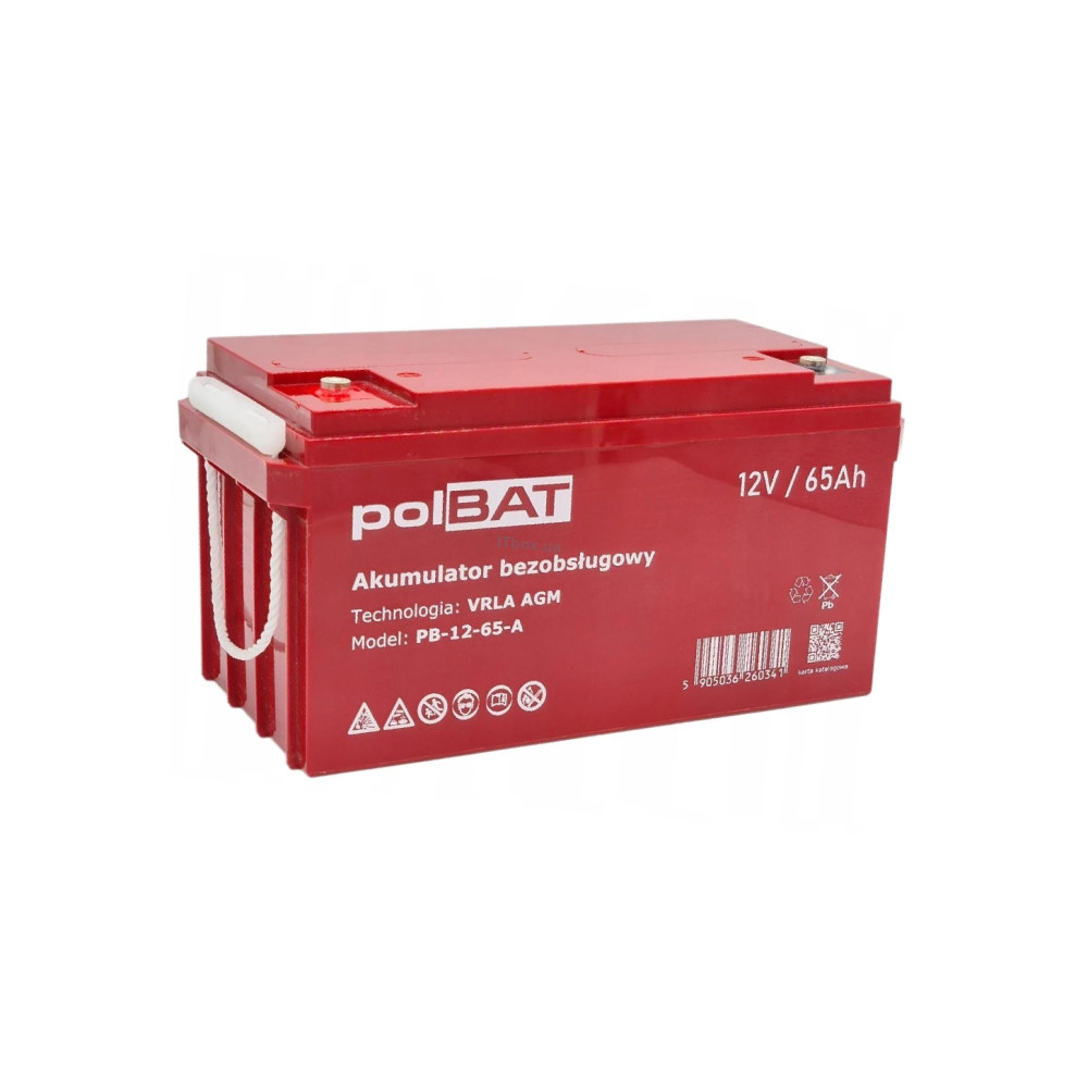 Аккумуляторная батарея polBAT PB-12-65-A (12V 65Ah) AGM