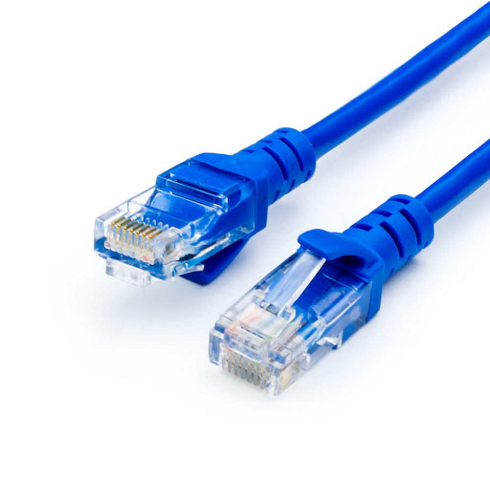 Патч-корд литий Atcom, UTP, RJ45, Cat.5e, 24AWG, CCA, 1м, синій