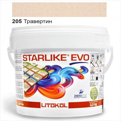 Эпоксидная затирка Litokol Starlike EVO 205 травертин 2,5 кг (STEVOTRV02.5)