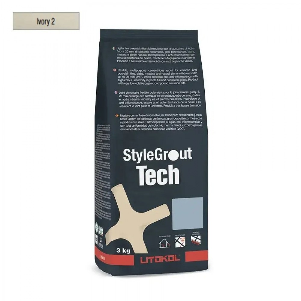 Цементная затирка StyleGrout Tech 0-20 (Ivory 2) 3 кг (SGTCHIVR20063)