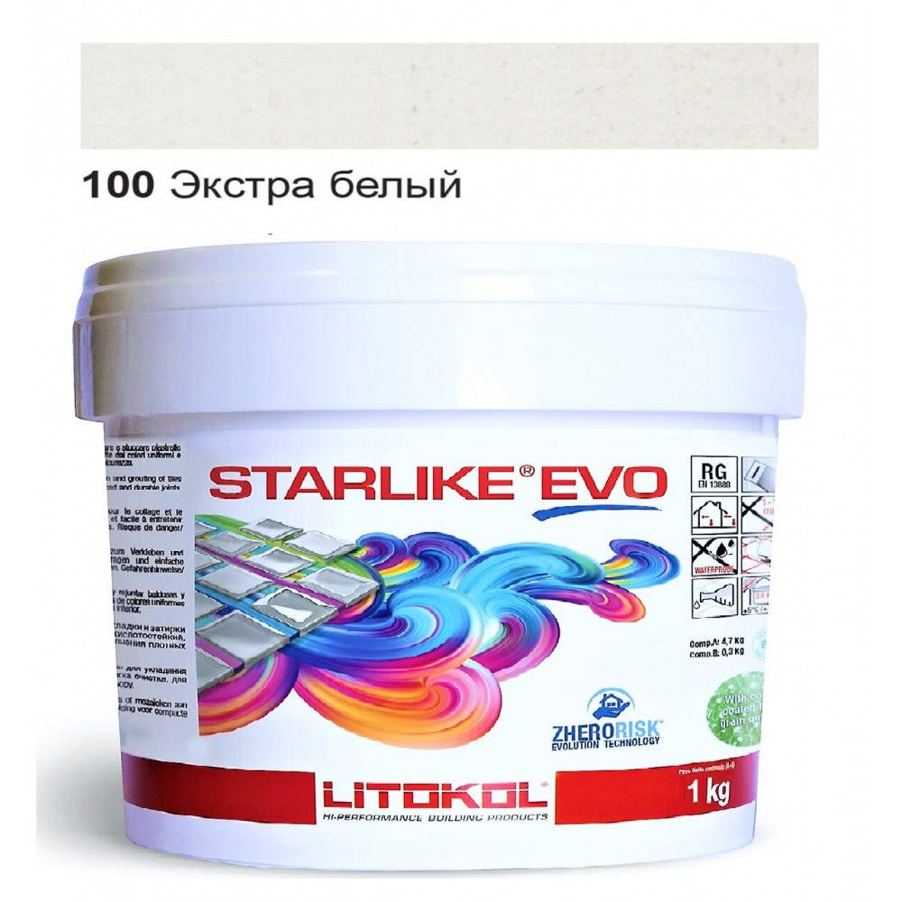 Эпоксидная затирка Litokol Starlike EVO 100 экстра белая 1 кг (STEVOBSS0001)