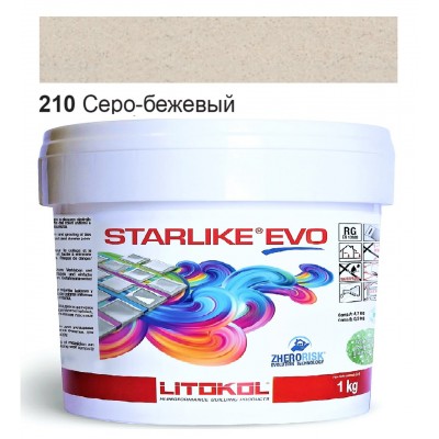 Эпоксидная затирка Litokol Starlike EVO 210 серо-бежевая 1 кг (STEVOGRE0001)