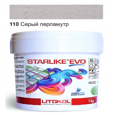 Эпоксидная затирка Litokol Starlike EVO 110 серый перламутр (серая) 1 кг (STEVOGPR0001)