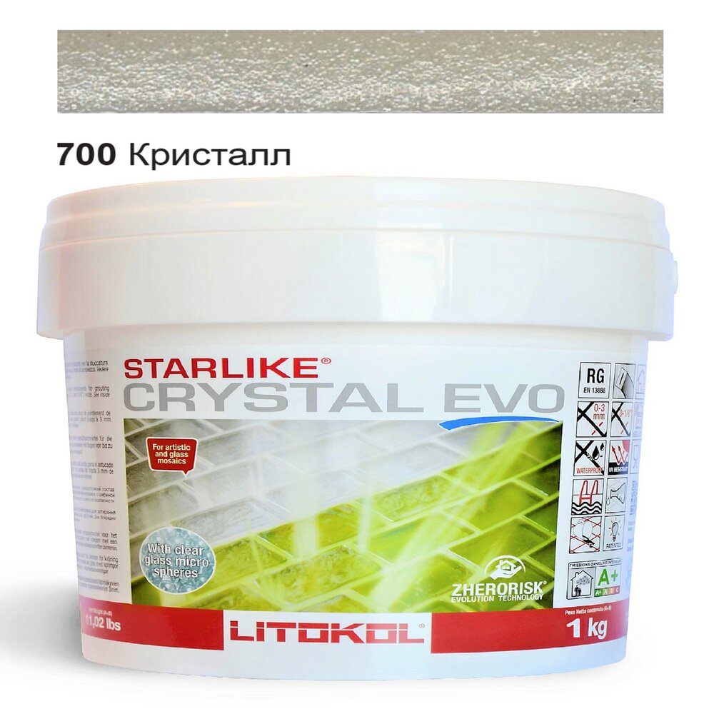 Эпоксидная затирка Litokol Starlike EVO Crystal 700 кристалл (хамелеон) 1 кг (CREVO0001)