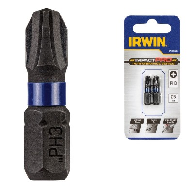 Бита IRWIN IMPACT PRO 1/4" 25мм PH3, 2 шт (IW6061303)