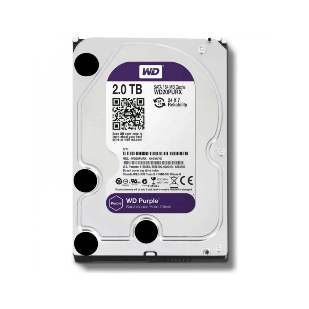 Жесткий диск Western Digital Purple 2TB 64MB 5400rpm WD20PURX 3.5 SATA III