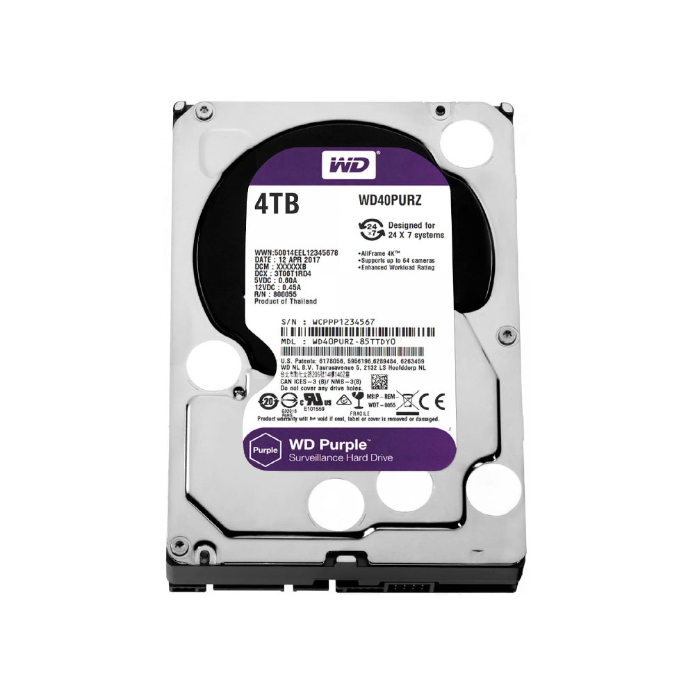 Накопитель HDD SATA 4.0TB WD Purple 5400rpm 256MB (WD42PURZ)