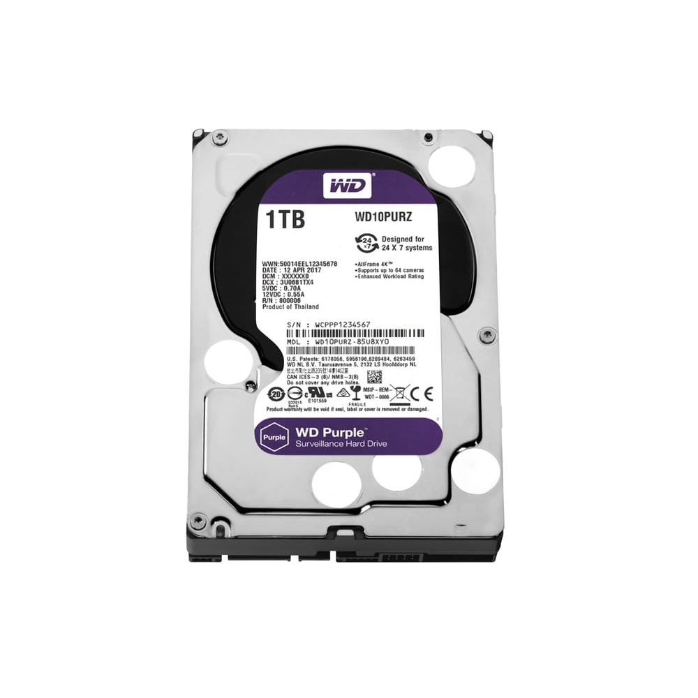 Накопитель HDD SATA 1.0TB WD Purple 5400rpm 64MB (WD10PURZ) Refurbished