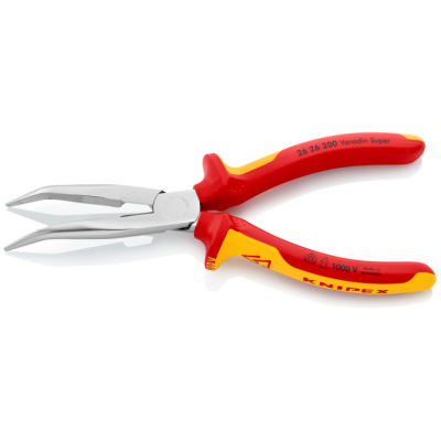 Плоские круглогубцы Knipex VDE с режущими кромками (хромированные), 200 мм (26 26 200)