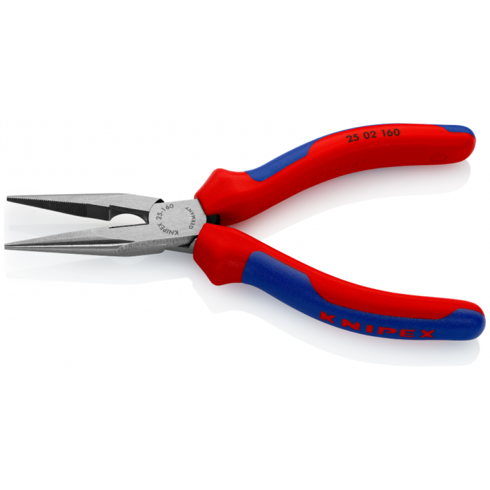 Плоскі круглогубці Knipex з ріжучими кромками (фосфатовані), 160 мм (25 01 160)