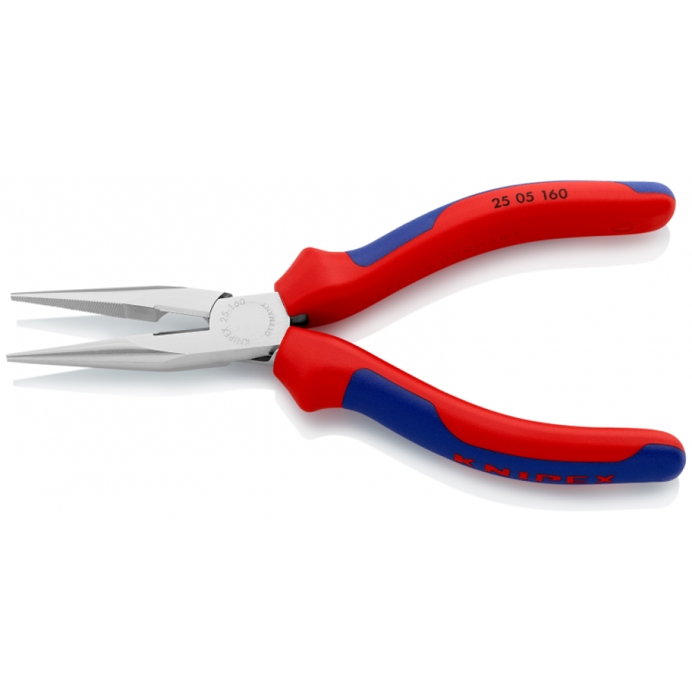 Плоские круглогубцы Knipex с режущими кромками (хромированные), 160 мм (25 05 160)