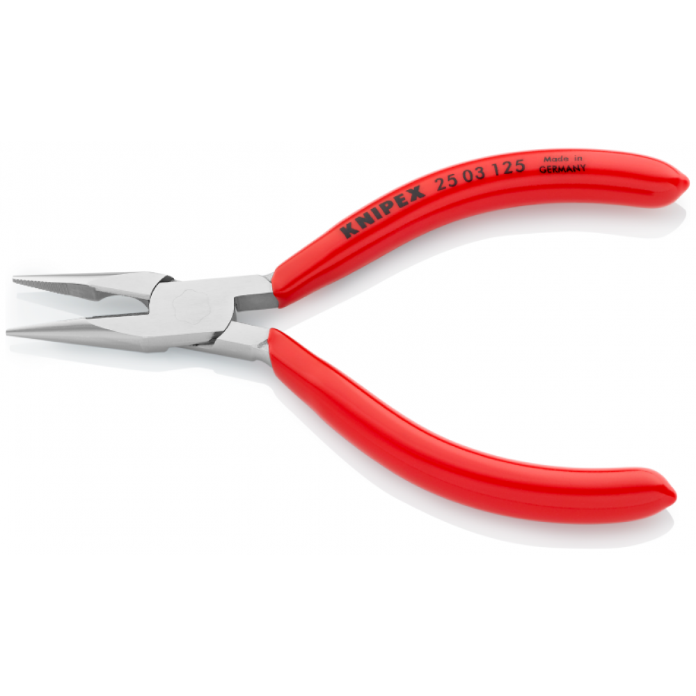 Плоские круглогубцы Knipex с режущими кромками (хромированные), 125 мм (25 03 125)